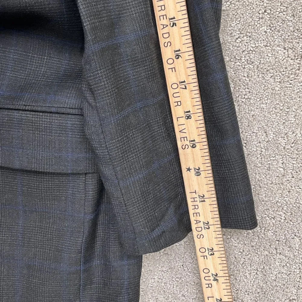 Ralph Lauren Suit Men 40R‎ 30W 27L Gray Royal Blue Windowpane Plaid Classic Wool